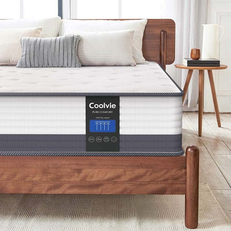 Coolvie 10 Inch Queen Mattresses, Queen Size Hybrid Mattress Built in Pocketed Coils and Gel Memory Foam Layer, Low Motion Transfer & Breathable Bed in A Box